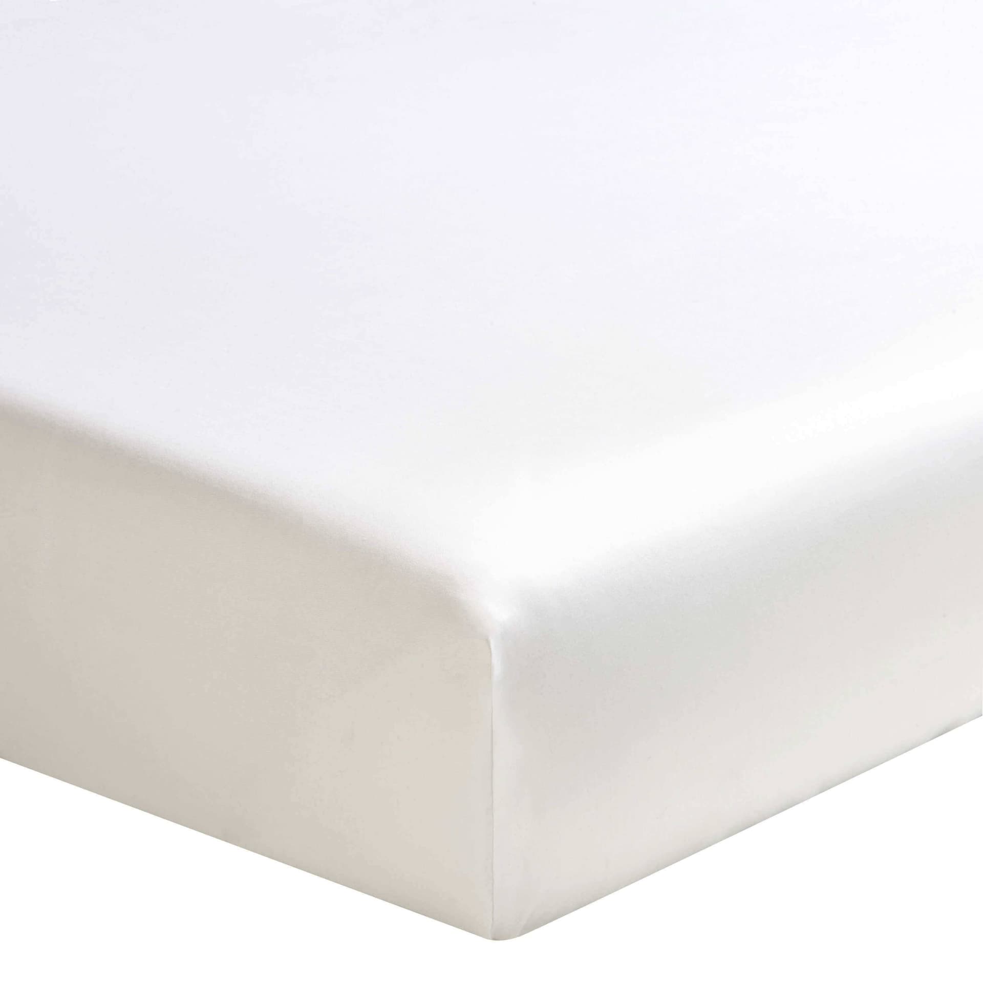 Drap housse Quatre Feuilles Satin de coton uni hermine