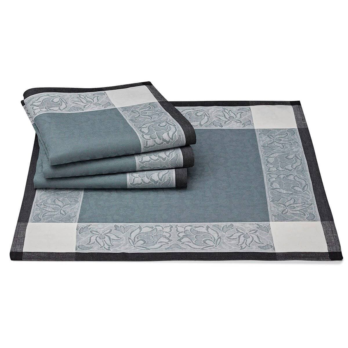 Lot de 4 serviettes de table Ottomane Ardoise en Lin