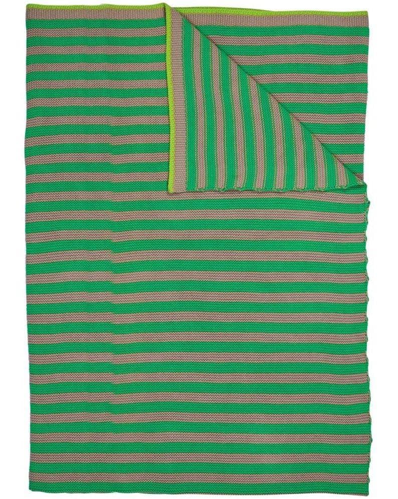 Plaid et coussin Bonsoir Stripe Vert