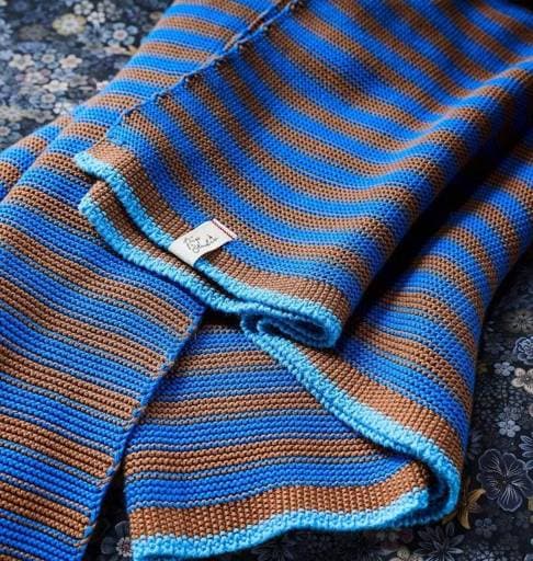 Plaid et coussin Bonsoir Stripe Bleu