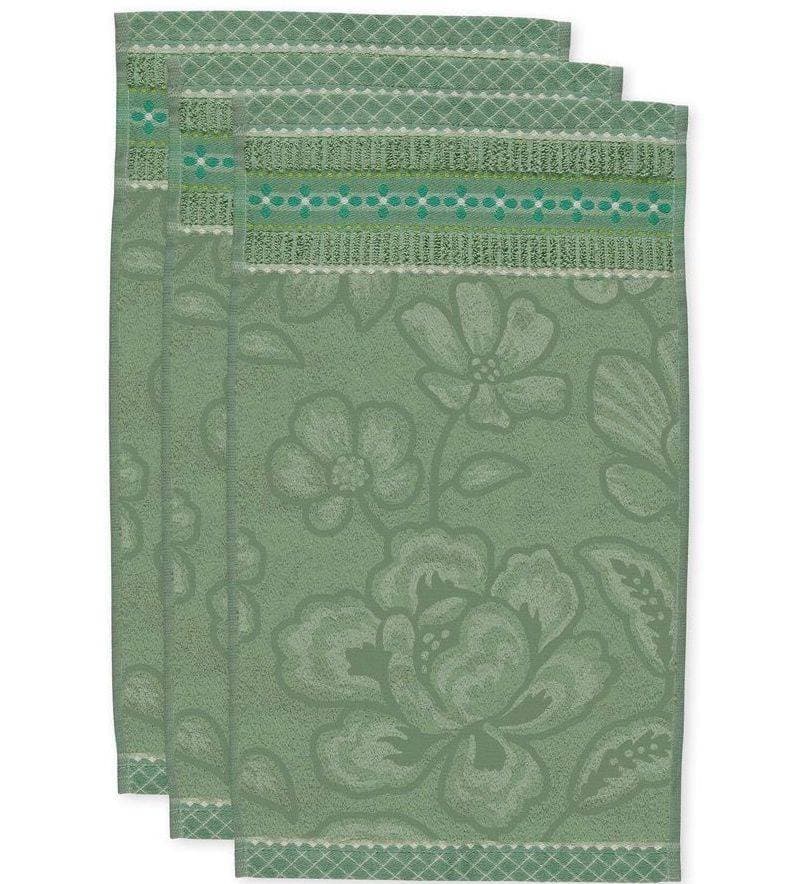 Lot de 3 serviettes invitées Jasmin Vert