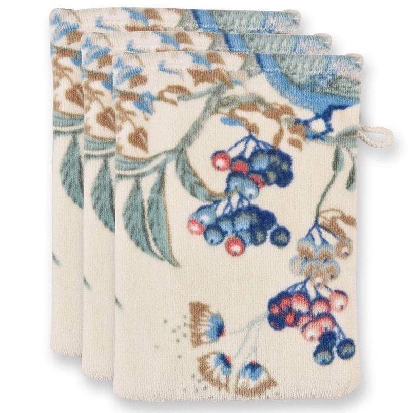 Lot de 3 gants Secret Garden blanc/bleu