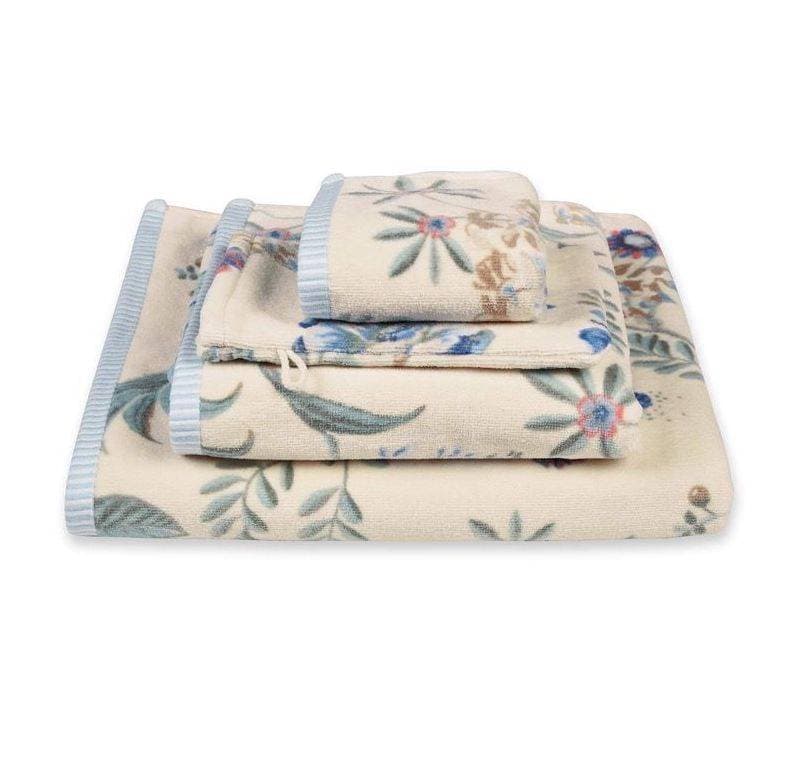 Serviette Secret Garden blanc/bleu