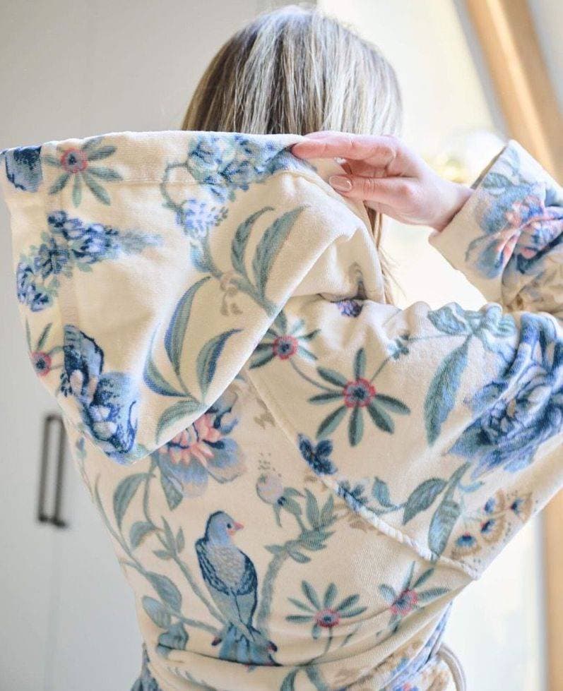 Peignoir Secret Garden blanc/bleu