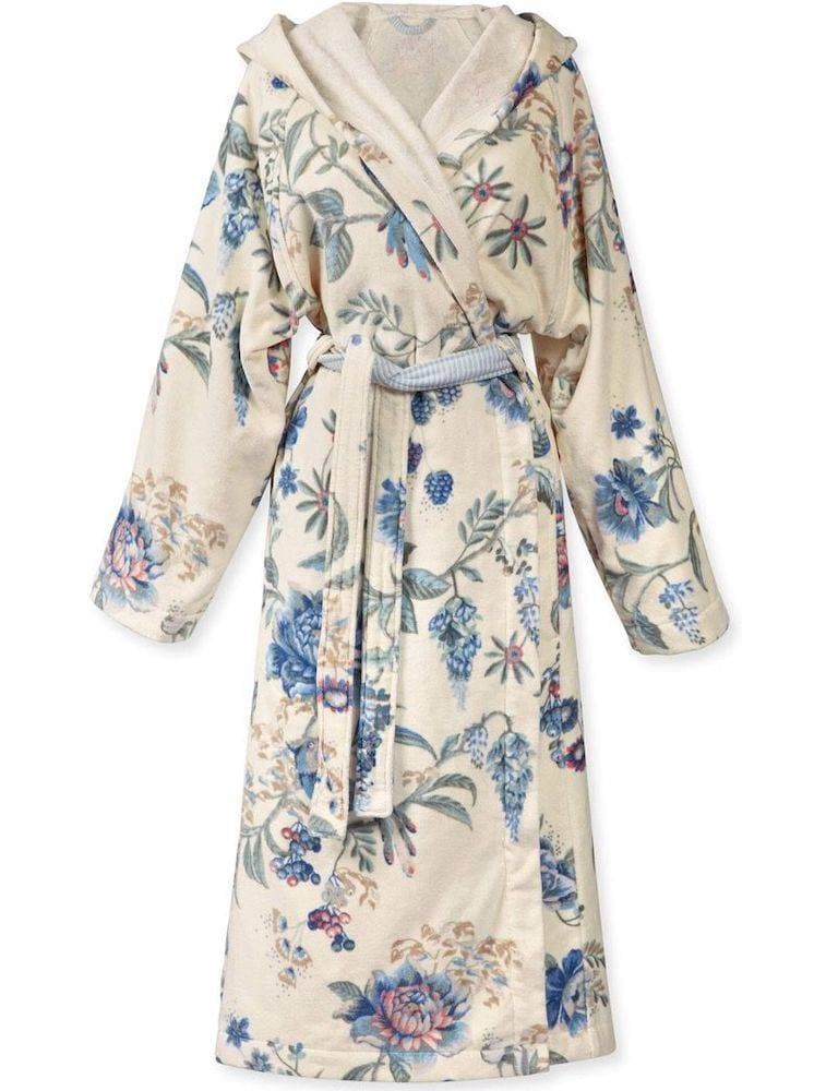 Peignoir Secret Garden blanc/bleu