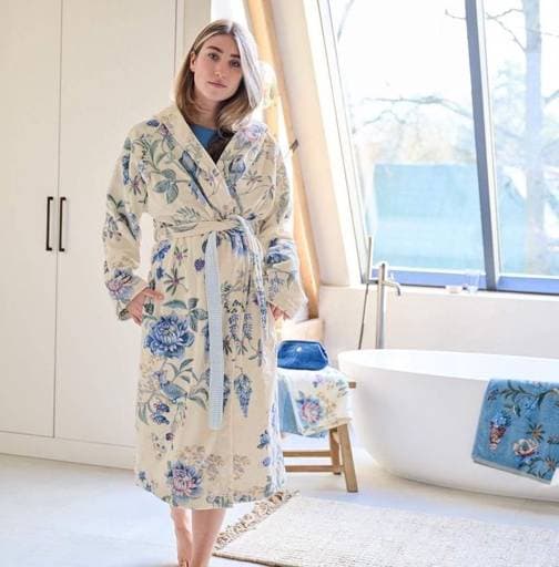 Peignoir Secret Garden blanc/bleu