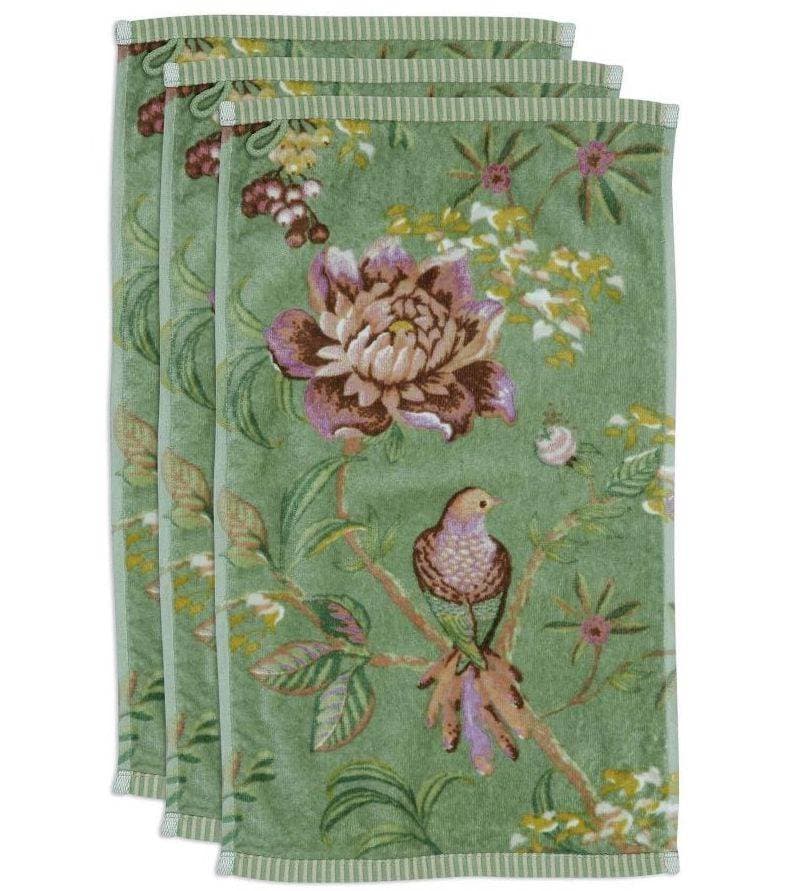 Lot de 3 serviettes invitées Secret Garden Vert