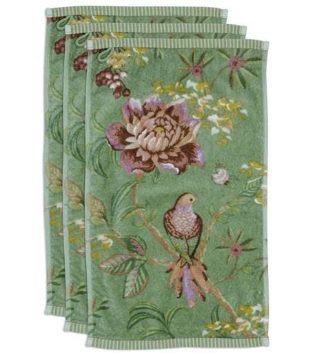 Lot de 3 serviettes invitées Secret Garden Vert