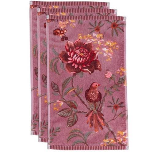 Lot de 3 serviettes invitées Secret Garden Mauve