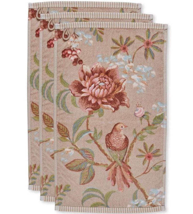 Lot de 3 serviettes invitées Secret Garden Kaki