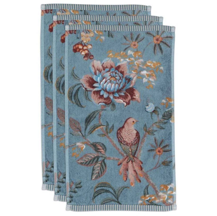 Lot de 3 serviettes invitées Secret Bleu Kaki