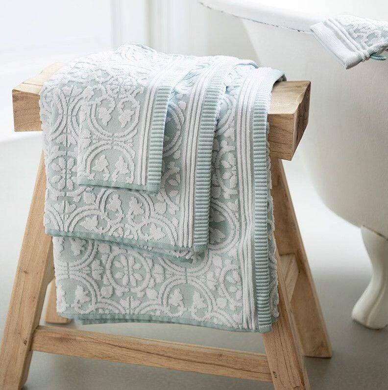 Lot de 3 serviettes invitées Tile Bleu clair