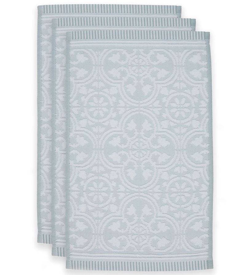 Lot de 3 serviettes invitées Tile Bleu clair