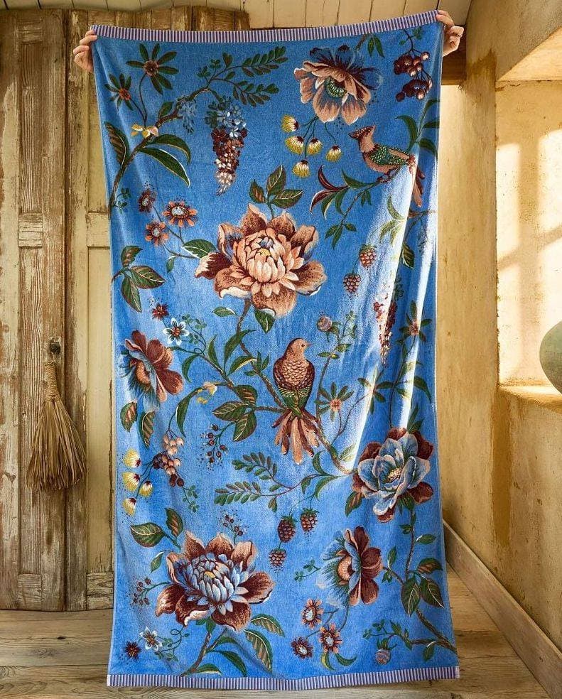 Drap de plage Secret garden bleu