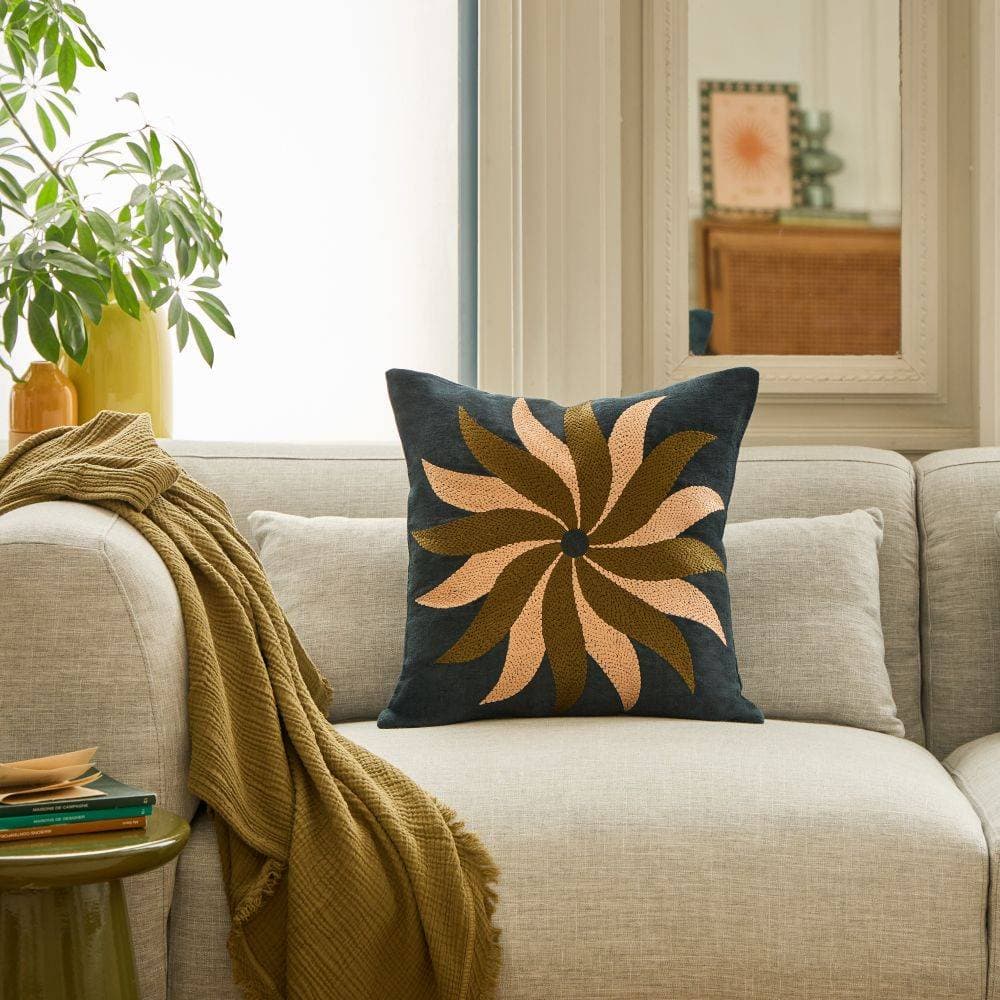 Coussin en 100% Lin Carmen Bleu