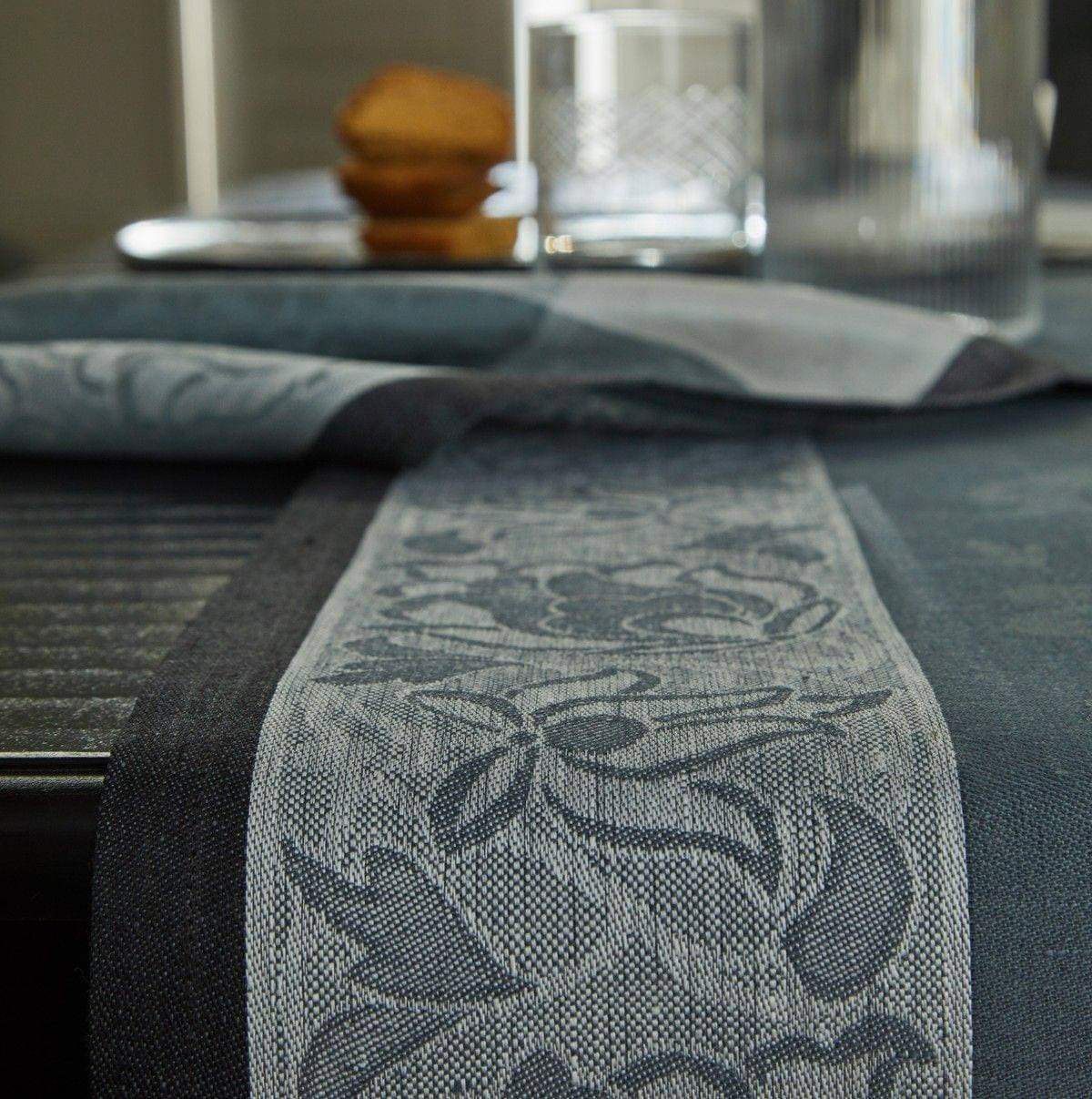 Lot de 4 serviettes de table Ottomane Ardoise en Lin