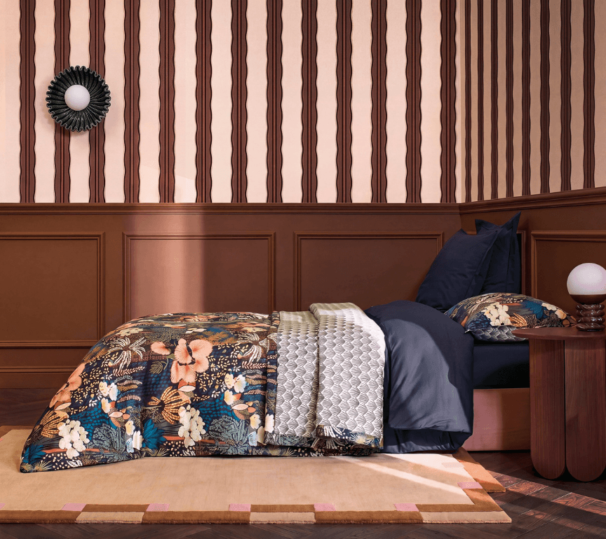 Drap housse Shalina Nuit uni Bleu Corinthe