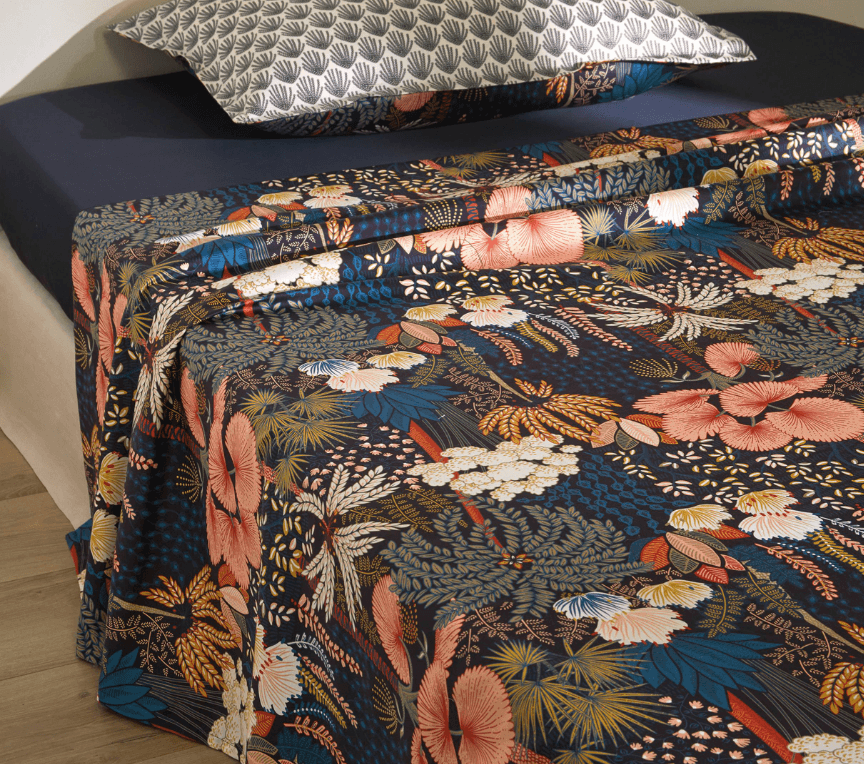 Drap housse Shalina Nuit uni Bleu Corinthe